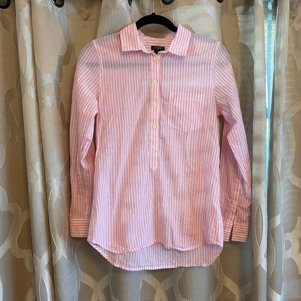 J.Crew Pink & White Striped Blouse